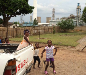 kids playing by the smelter in East 1st Street