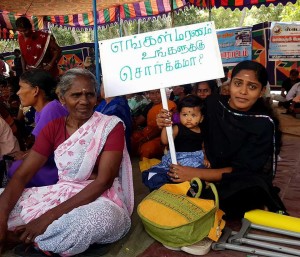 Women and children dominated the protest