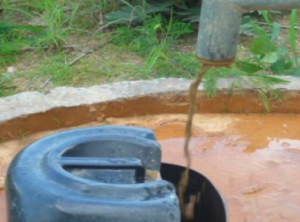 Polluted water from a borehole in Shimulala village