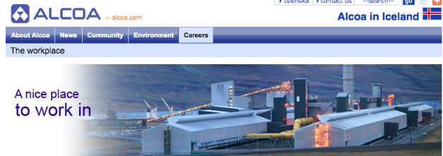 'a nice place to work in': image from Alcoa Fjarðaál website.